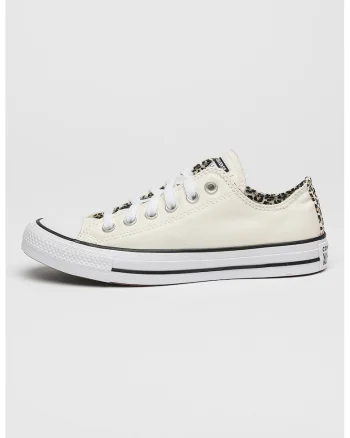Pantofi sport low-cut cu detalii animal print Canvas, Crem