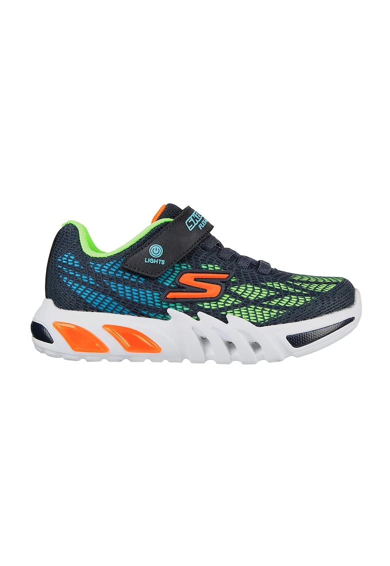 Pantofi sport cu lumini LED Flex-Glow Elite-Vorlo, Verde/Portocaliu mandarina/Bleumarin