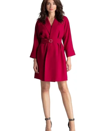 Rochie de zi 3142,  Poliester, Rosu