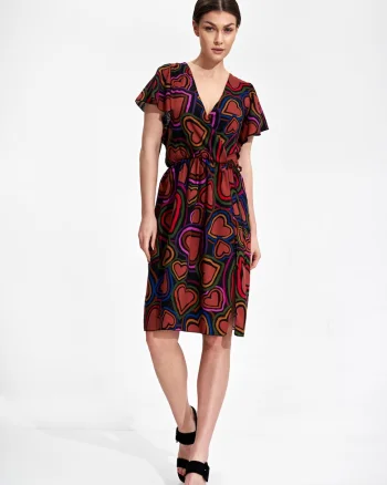 Rochie de vara  M873, florala, viscoza, multicolor,