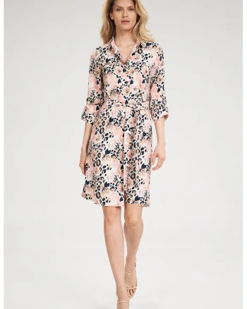 Rochie  M701, imprimeu floral, multicolor, poliester