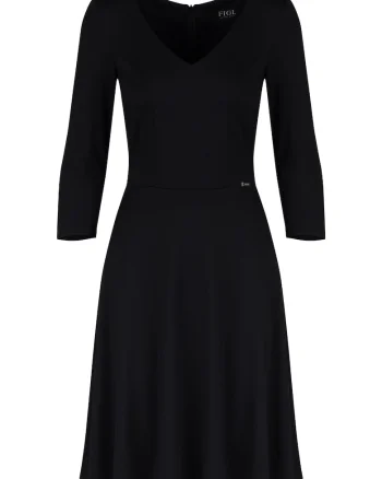 Rochie eleganta  M709, maneci 3/4, neagra, viscoza