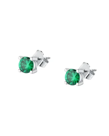Cercei cu tija, din argint veritabil cu zirconia, Verde aquamarin/Argintiu