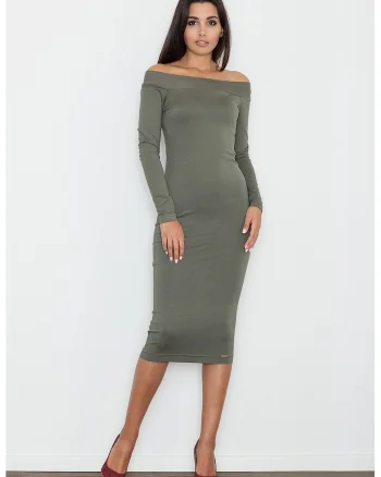 Rochie midi M558,  verde, viscoza