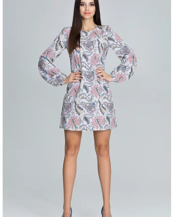Rochie scurta  M596, florala, maneci lungi, poliester