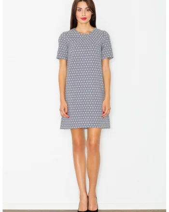Rochie  M519, albastru, alb, poliester
