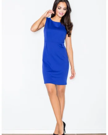 Rochie midi  M079, mulata, poliester-viscoza-elastan, albastru