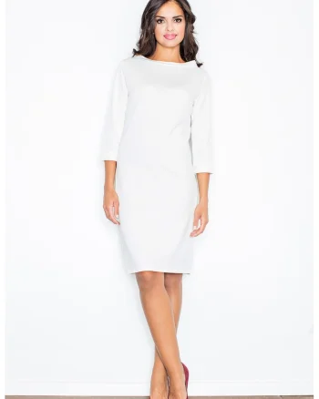 Rochie casual,  M181, ecru, maneci 3/4, poliester