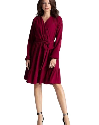 Rochie de cocktail,  Poliester, Rosu