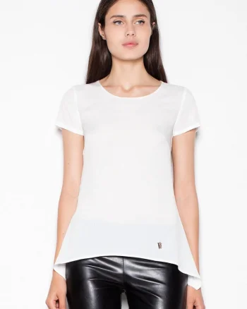 Tricou dama  bej, material usor, cu parti extinse