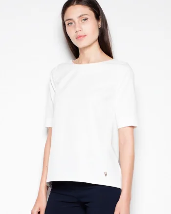 Bluza dama  asimetrica, decupaj spate, bej, poliester,
