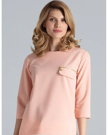 Bluza dama,  Formala, Poliester/Viscoza, Roz,