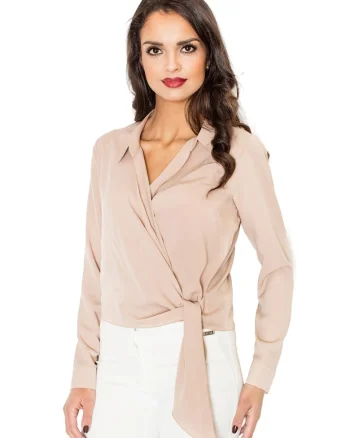 Bluza eleganta M432,  Poliester/Viscoza, Bej,