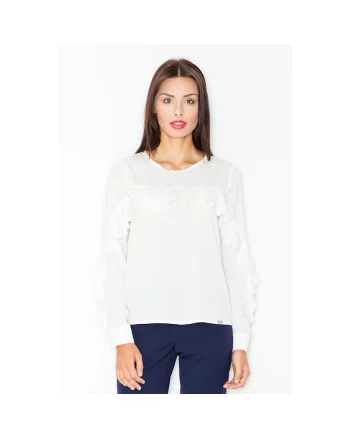 Bluza dama,  M466, eleganta, maneca lunga, bej, poliester,