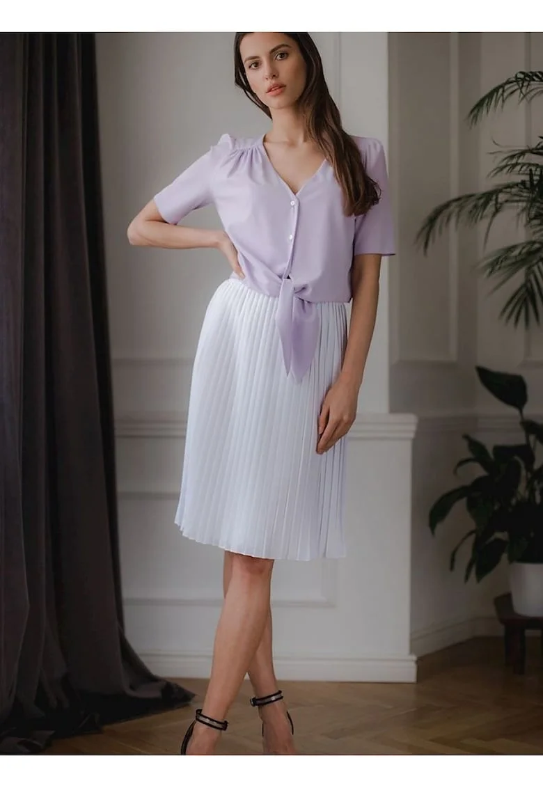 Camasa dama,  scurta, decolteu in forma de inima, violet, poliester