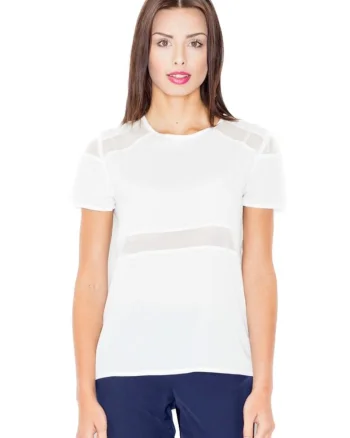 Tricou dama cu maneca scurta Isone M468 ecru, Alb