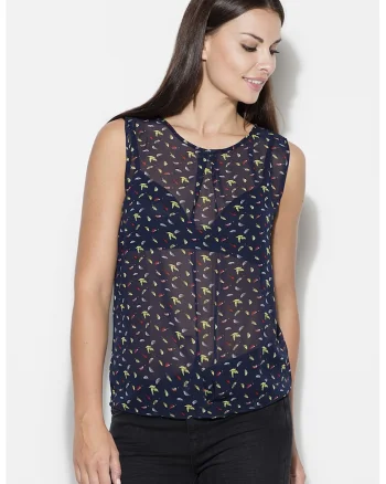 Bluza dama  K139, bleumarin, fara maneci, poliester 100%