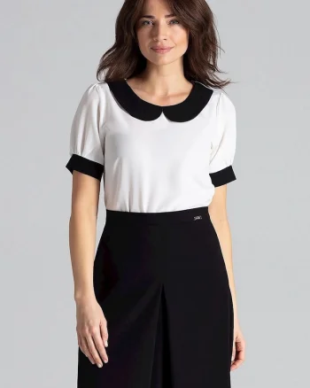 Bluza dama  bej, scurta, eleganta, poliester 80%, elastan 3%