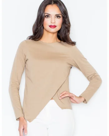 Bluza dama,  Asimetrica, Poliester/Elastan/Viscoza, Crem,