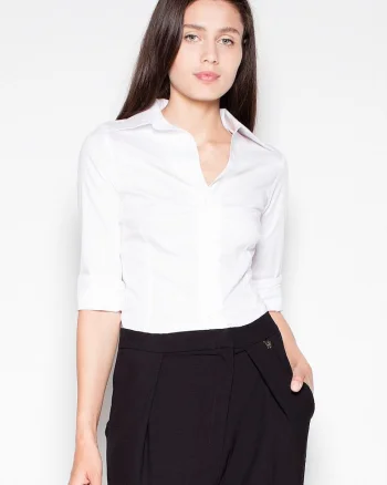 Camasa dama,  alb, bumbac 80%, maneci lungi,