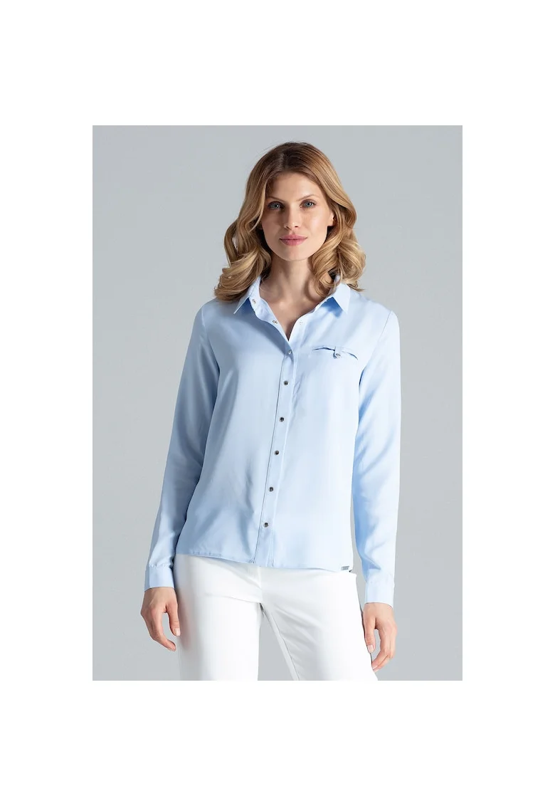 Camasa eleganta pentru femei,  model M581, albastra, viscoza, maneci lungi,