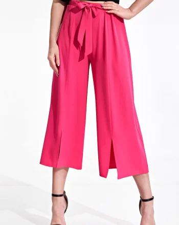 Pantaloni dama,  roz, poliester, design elegant, confortabil