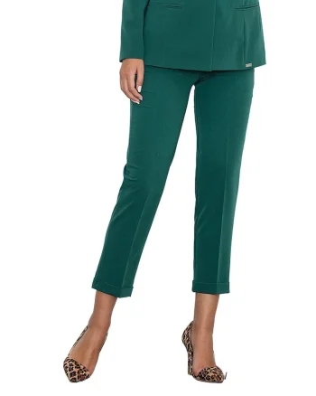 Pantaloni dama  M552, verzi, talie inalta, poliester/viscoza