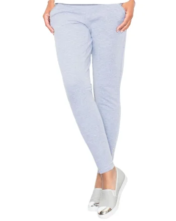 Pantaloni dama  M338, gri, elastici, cu buzunare, poliester/elastan,