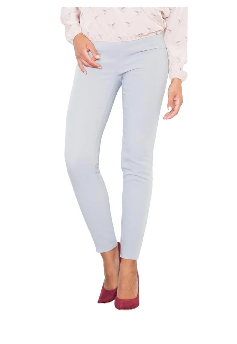 Pantaloni dama  M328, talie inalta, gri, poliester, elastan, viscoza
