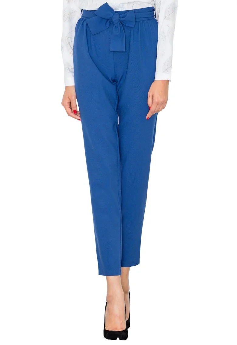 Pantaloni dama  M523, bleumarin, poliester, skinny, cu talie elastica
