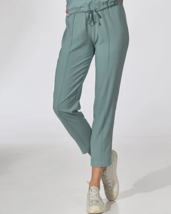 Pantaloni dama  M743, elastan/viscoza, verde
