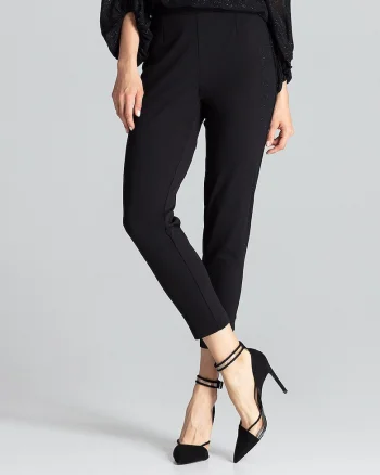 Pantaloni dama  M689, negru, eleganti, poliester, elastan