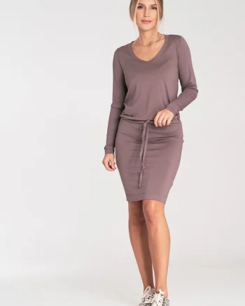 Rochie scurta,  maro, viscoza