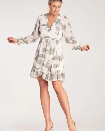 Rochie  mini, verde, volane, poliester,