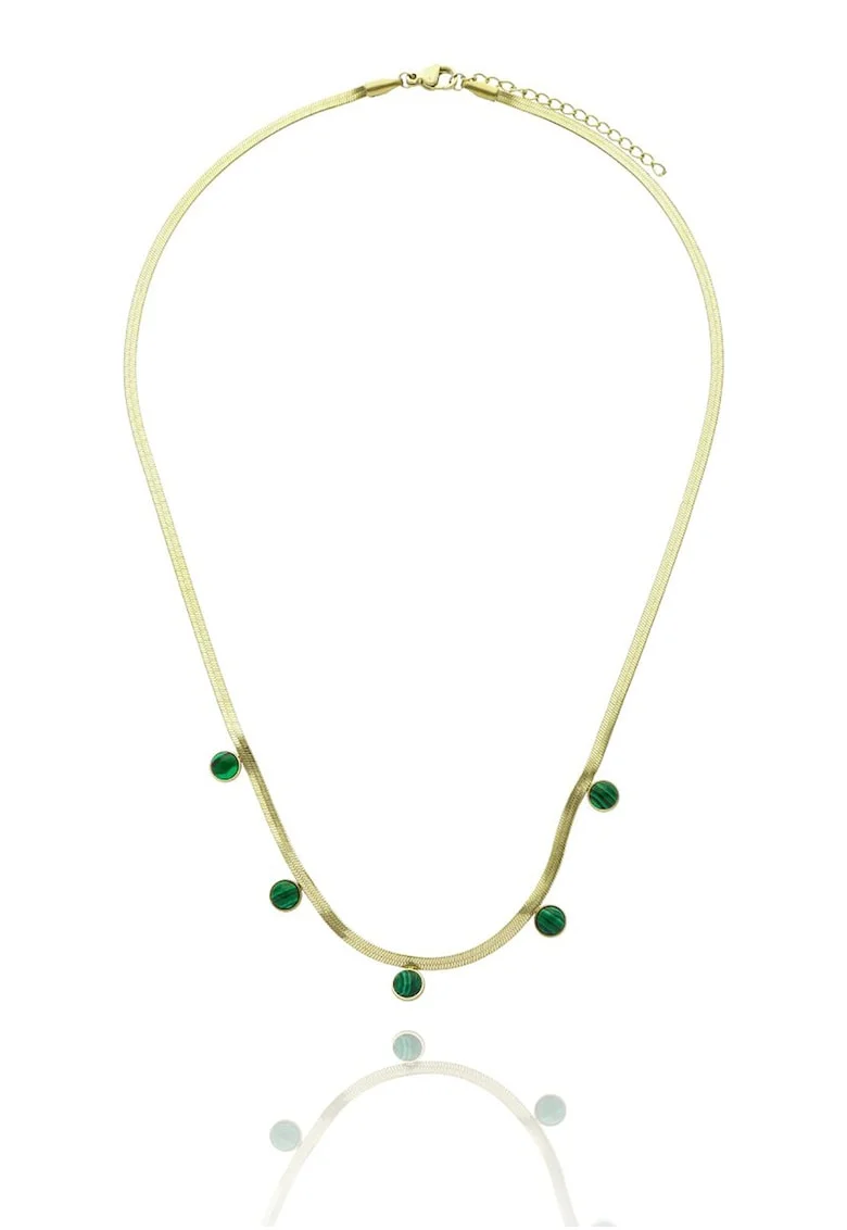 Colier placat cu aur cu pietre verzi FN99905