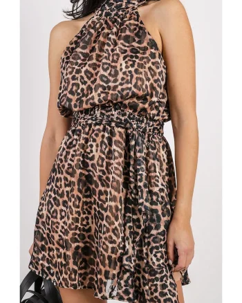 Rochie halter cu animal print,