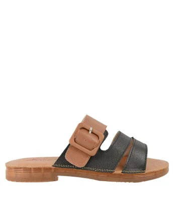 Papuci casual, dama,  XA60016A negru, piele naturala, Negru