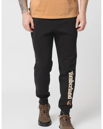 Pantaloni de trening cu talie medie si snur de ajustare in talie, Negru/Maro