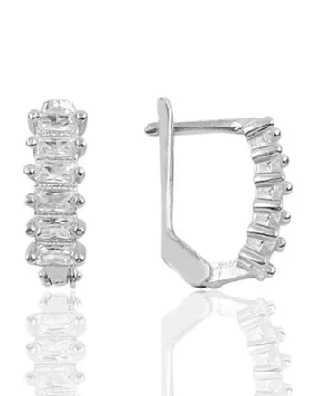 Cercei din argint 925 decorati cu pietre zirconia, Argintiu/Transparent