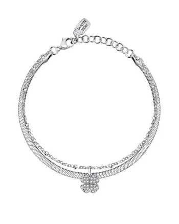 Bratara din otel cu siraguri multiple si zirconia, Argintiu