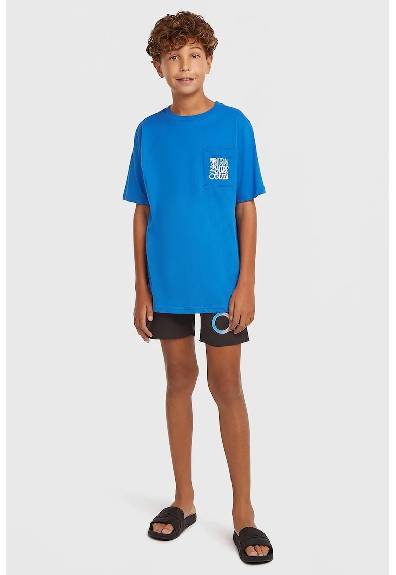 Pantaloni scurti de baie cu imprimeu logo Cali, Negru