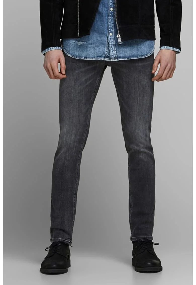 Blugi slim fit cu talie joasa Glenn, Alb/Negru stins