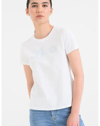 Tricou de bumbac cu decolteu la baza gatului