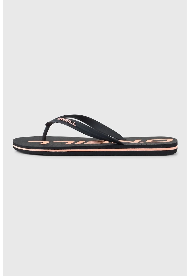Papuci flip-flop cu logo, Negru/Piersica