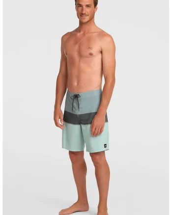 Pantaloni scurti de baie cu model in dungi, Verde pal