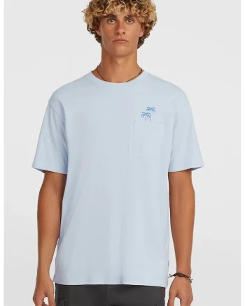 Tricou de bumbac cu buzunar pe piept, Albastru pal