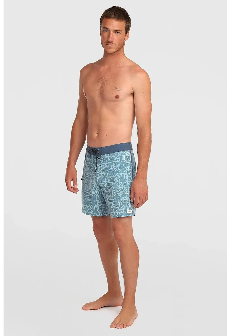 Pantaloni scurti cu talie ajustabila si model, Albastru deschis