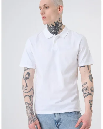Tricou polo de bumbac cu broderie logo, Alb