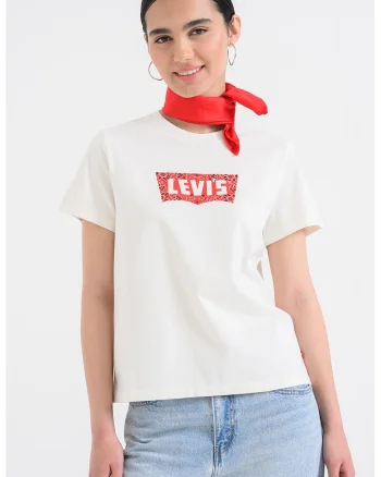 Tricou din bumbac cu decolteu la baza gatului, Rosu/Alb fildes