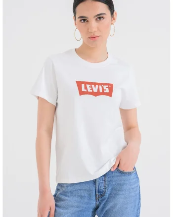 Tricou din bumbac cu decolteu la baza gatului, Alb/Rosu inchis